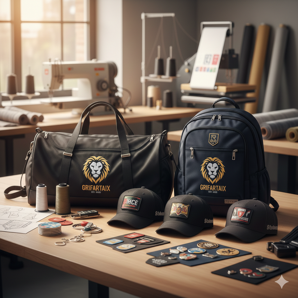 Marquage sur casquettes, sacs et bagagerie professionnelle